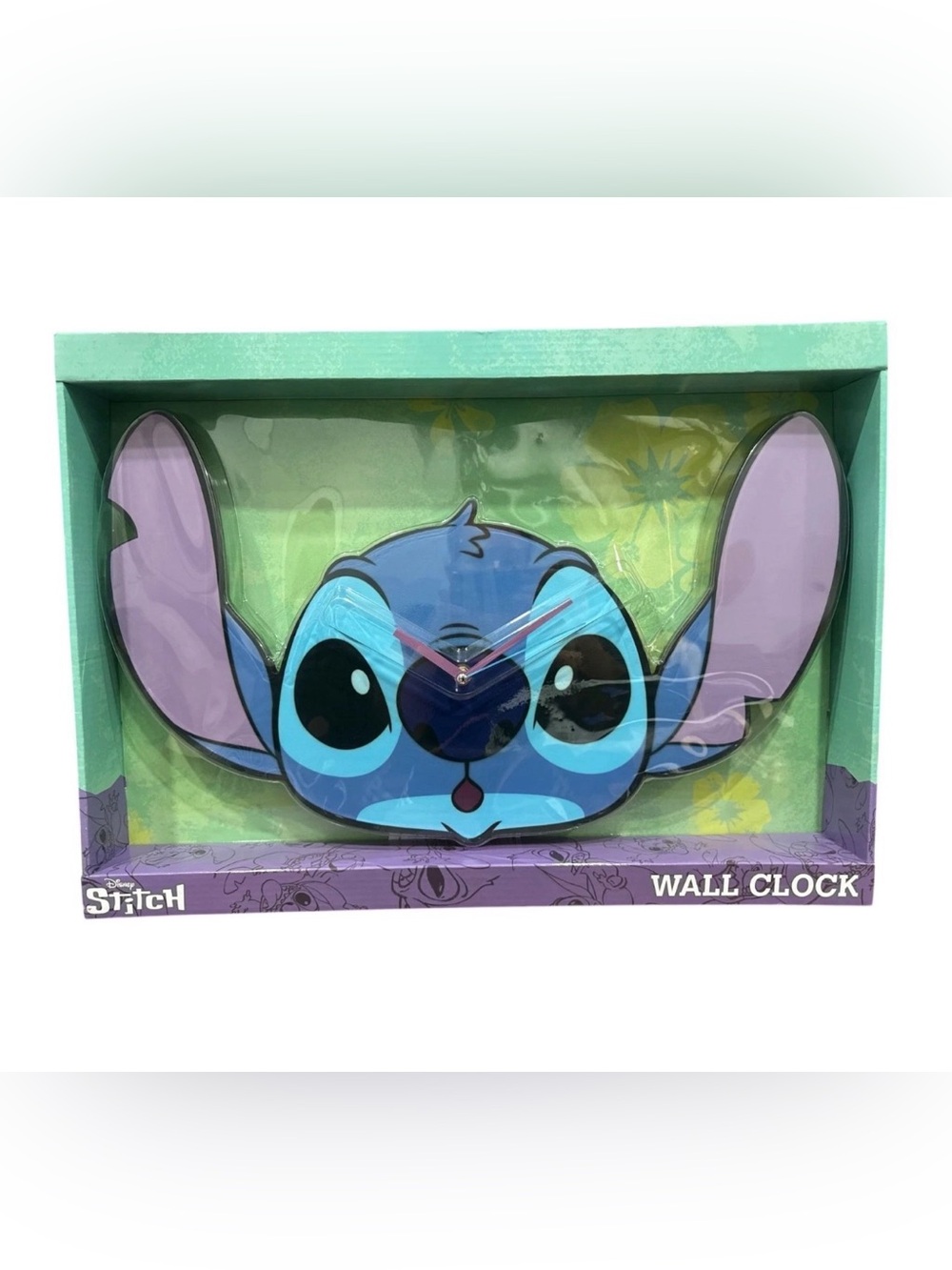 Disney Stitch Character Shaped Wall Clock With Analog Display Requires 1 AA Batt